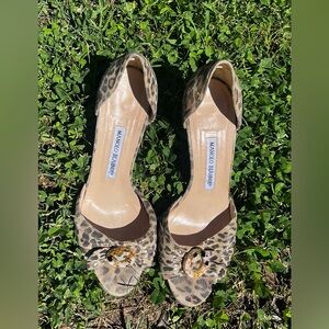 Magnolia Blahnik Leopard Heel Shoe
